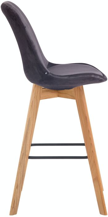 Tabouret de bar Metz velours gris foncé naturel 56x48x112 velours gris foncé Bois 3