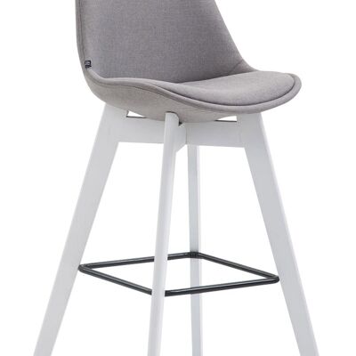 Tabouret de bar Metz tissu blanc Gris 56x48x112 Gris Matière Bois