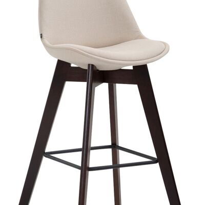 Tabouret de bar Metz en tissu Cappuccino crème 56x48x112 crème Matière Bois