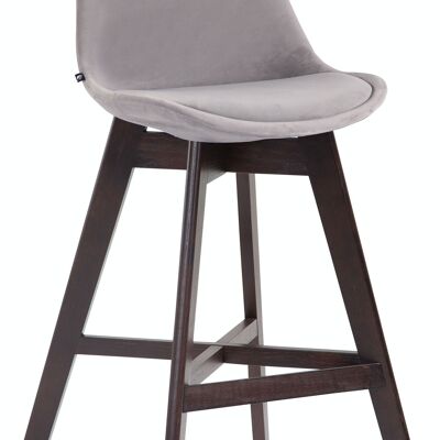 Sgabello bar Cannes velvet cappuccino Grey 56x48x112 Grey velvet Wood