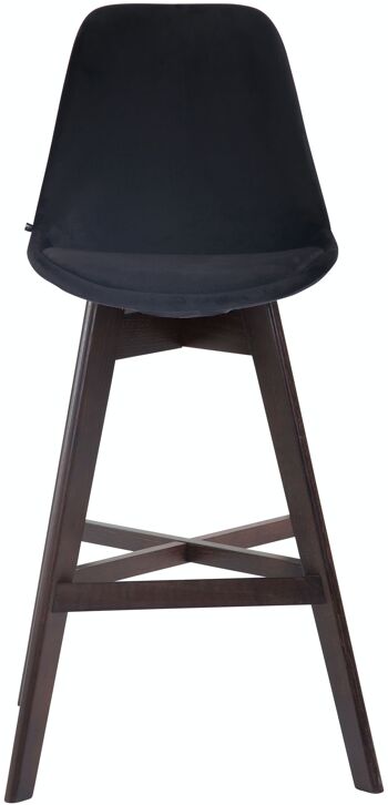 Tabouret de bar Cannes velours cappuccino noir 56x48x112 bois velours noir 2