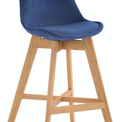 Barhocker Cannes Samt naturblau 56x48x112 blauer Samt Holz