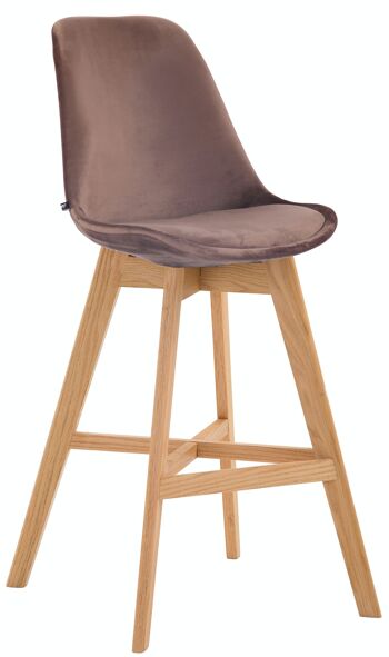 Tabouret de bar Cannes velours marron naturel 56x48x112 velours marron Bois 1