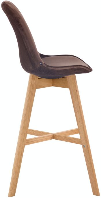 Tabouret de bar Cannes velours marron naturel 56x48x112 velours marron Bois 3