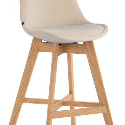 Bar stool Cannes velvet natural cream 56x48x112 cream velvet Wood