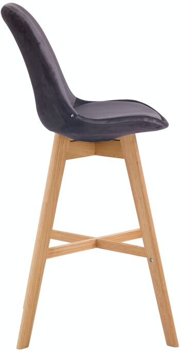 Tabouret de bar Cannes velours naturel gris foncé 56x48x112 bois velours gris foncé 3