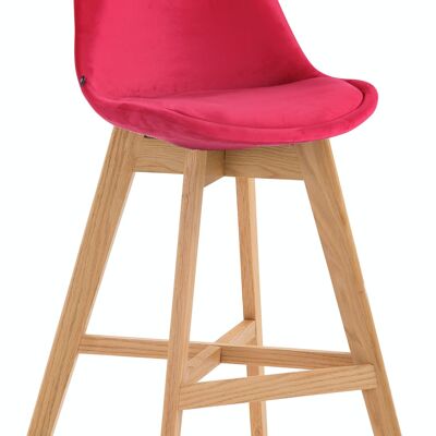 Bar stool Cannes velvet natural red 56x48x112 red velvet Wood