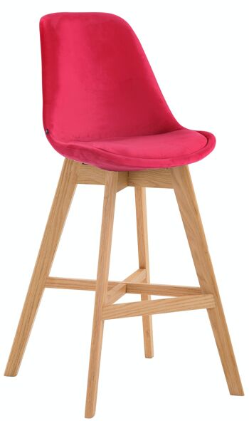 Tabouret de bar Cannes velours rouge naturel 56x48x112 bois velours rouge 1