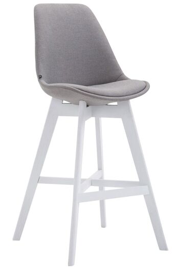 Tabouret de bar Cannes tissu blanc Gris 56x48x112 Gris Matière Bois 1