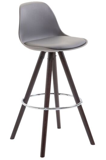 Tabouret de bar Franklin simili cuir Rond Cappuccino (chêne) Gris 44x38x94.5 Plastique gris Bois