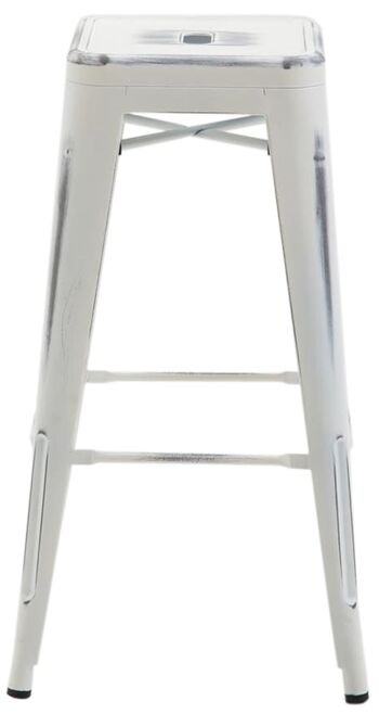 Tabouret de bar Joshua V2 blanc antique 43x43x76 métal blanc antique métal 2