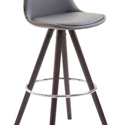Bar stool Franklin fully upholstered imitation leather Round Cappuccino (oak) Gray 44x38x95 Gray imitation leather Wood