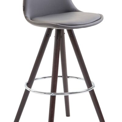 Tabouret de bar Franklin entièrement rembourré simili cuir Rond Cappuccino (chêne) Gris 44x38x95 Simili cuir gris Bois