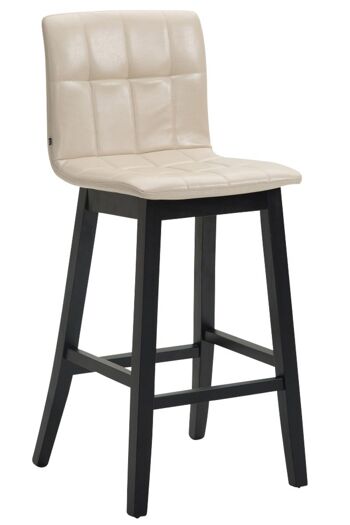 Tabouret de bar Bregenz simili cuir noir, crème 50x47x106 simili cuir crème Bois 1