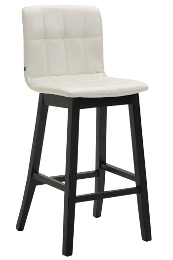 Tabouret de bar Bregenz simili cuir noir, blanc 50x47x106 simili cuir blanc Wood 1