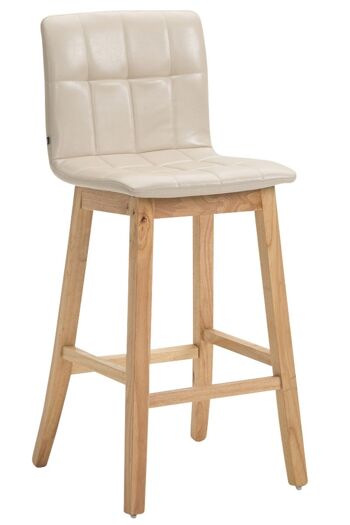 Tabouret de bar Bregenz similicuir Natura, crème 50x47x106 similicuir crème Bois 1