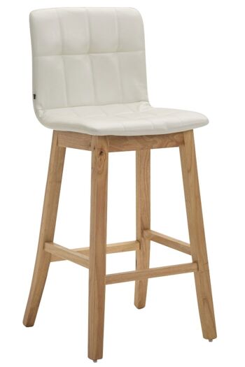 Tabouret de bar Bregenz simili cuir Natura, blanc 50x47x106 simili cuir blanc Wood 1