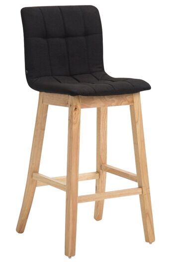 Tabouret de bar Bregenz tissu Natura, noir 50x47x106 noir Matière Bois 1