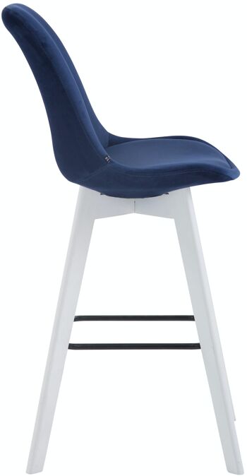 Tabouret de bar Metz velours blanc bleu 56x48x112 bois velours bleu 3