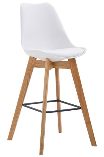 Tabouret de bar Metz plastique Natura blanc 56x48x112 bois plastique blanc 1