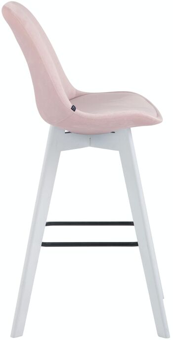 Tabouret de bar Metz velours blanc rose 56x48x112 bois velours rose 3