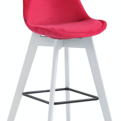 Barhocker Metz Samt weiß rot 56x48x112 roter Samt Holz