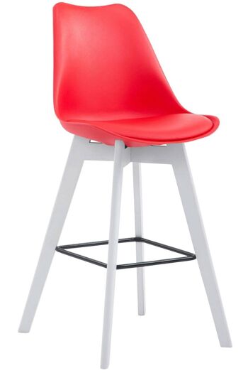 Tabouret de bar Metz plastique blanc rouge 56x48x112 bois plastique rouge 1