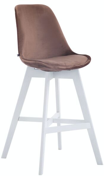 Tabouret de bar Cannes velours marron blanc 56x48x112 velours marron Bois 1