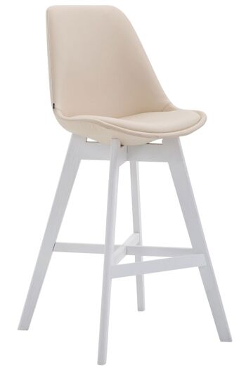 Tabouret de bar Cannes simili cuir blanc crème 56x48x112 similicuir crème Bois 1