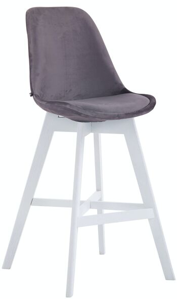 Tabouret de bar Cannes velours blanc gris foncé 56x48x112 bois velours gris foncé 1