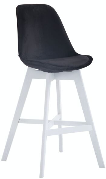 Tabouret de bar Cannes velours blanc noir 56x48x112 bois velours noir 1