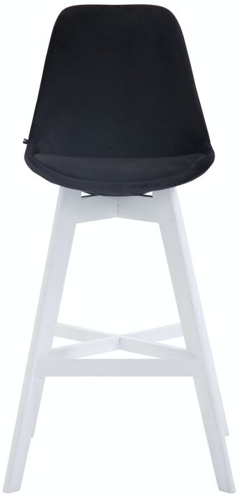 Tabouret de bar Cannes velours blanc noir 56x48x112 bois velours noir 2