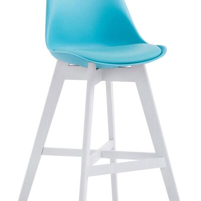 Tabouret de bar Cannes plastique blanc bleu 56x48x112 plastique bleu Bois