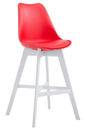 Tabouret de bar Cannes plastique blanc rouge 56x48x112 bois plastique rouge 1