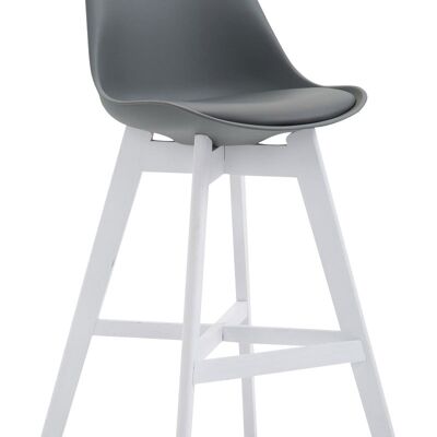 Tabouret de bar Cannes plastique blanc Gris 56x48x112 Plastique gris Bois