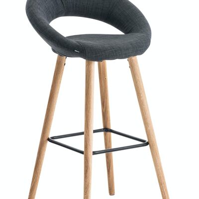 Tabouret de bar Tampa tissu Gris 48x55x97 Gris Matière Bois