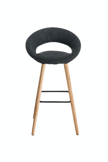 Tabouret de bar Tampa tissu Gris 48x55x97 Gris Matière Bois 2