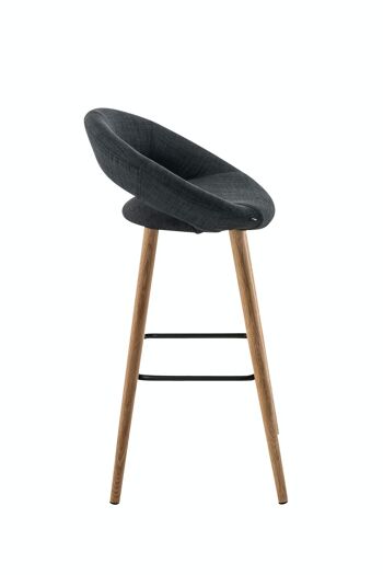 Tabouret de bar Tampa tissu Gris 48x55x97 Gris Matière Bois 3