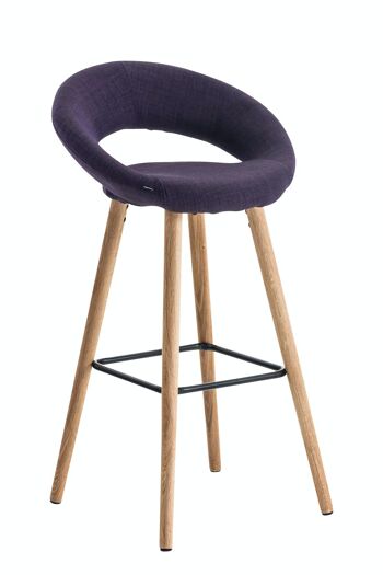 Tabouret de bar Tampa tissu violet 48x55x97 violet Matière Bois 1