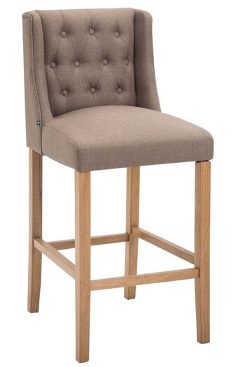 Tabouret de bar Cassandra tissu antique taupe clair 51x56x111 taupe Matière Bois 1