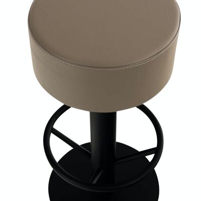 Tabouret de bar Pisa V2 B76 simili cuir taupe 38x38x76 métal simili cuir taupe