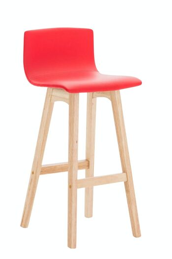 Tabouret de bar Taunus simili cuir Natura rouge 40x40x93 simili cuir rouge Bois 1