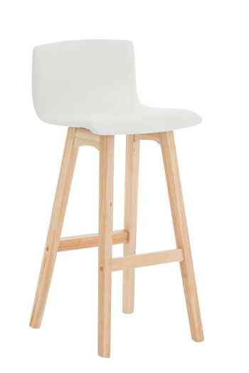 Tabouret de bar Taunus simili cuir Natura blanc 40x40x93 simili cuir blanc Bois 4