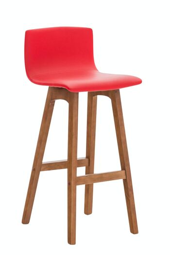 Tabouret de bar Taunus simili cuir noyer rouge 40x40x93 simili cuir rouge Bois 1