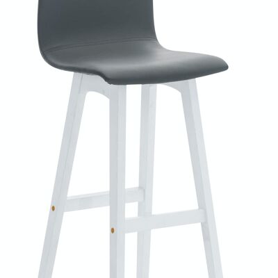 Bar stool Taunus imitation leather white Gray 40x40x93 Gray artificial leather Wood