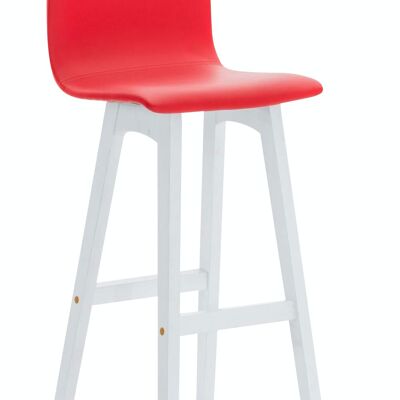 Tabouret de bar Taunus simili cuir blanc rouge 40x40x93 cuir artificiel rouge Bois