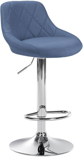 Tabouret de bar Lazio tissu chrome bleu 49x46x83 bleu Matière métal 1