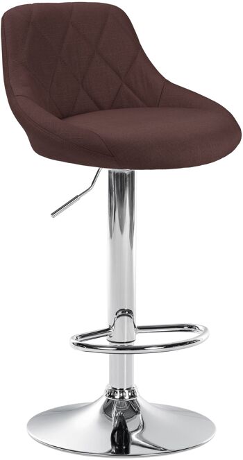 Tabouret de bar Lazio tissu chrome marron 49x46x83 marron Matière métal 1