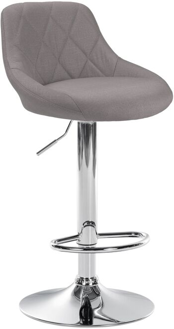 Tabouret de bar Lazio tissu chrome Gris 49x46x83 Gris Matière métal 1