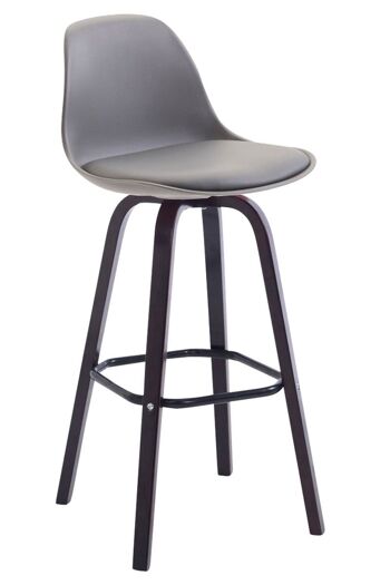 Tabouret de bar Avika simili cuir cappuccino Gris 44x44x95 Plastique Gris Bois